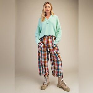 Easel Multicolor Plaid Women's Pants